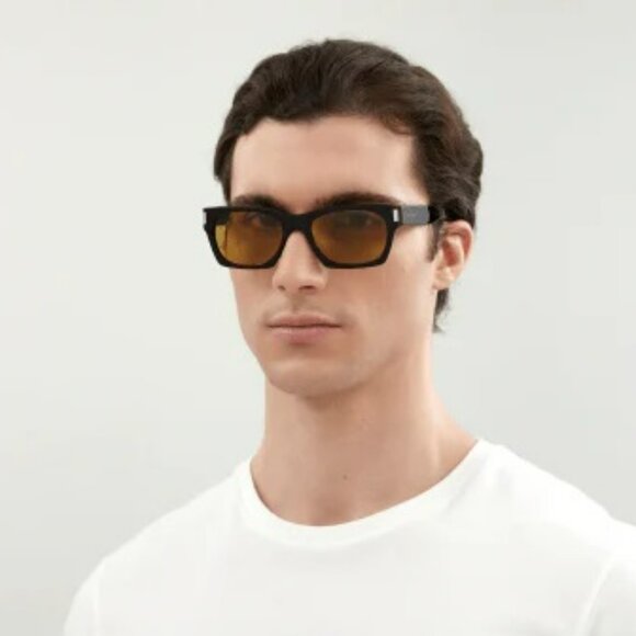 Saint Laurent SL402 010 Rectangle Sunglasses – Black Frame with Yellow Lenses main image 12